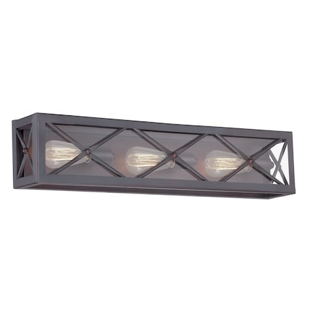 Designers Fountain High Line 29in 3-Light Satin Bronze Industrial Indoor Vanity Light with Clear Glass Shade 87303-SB